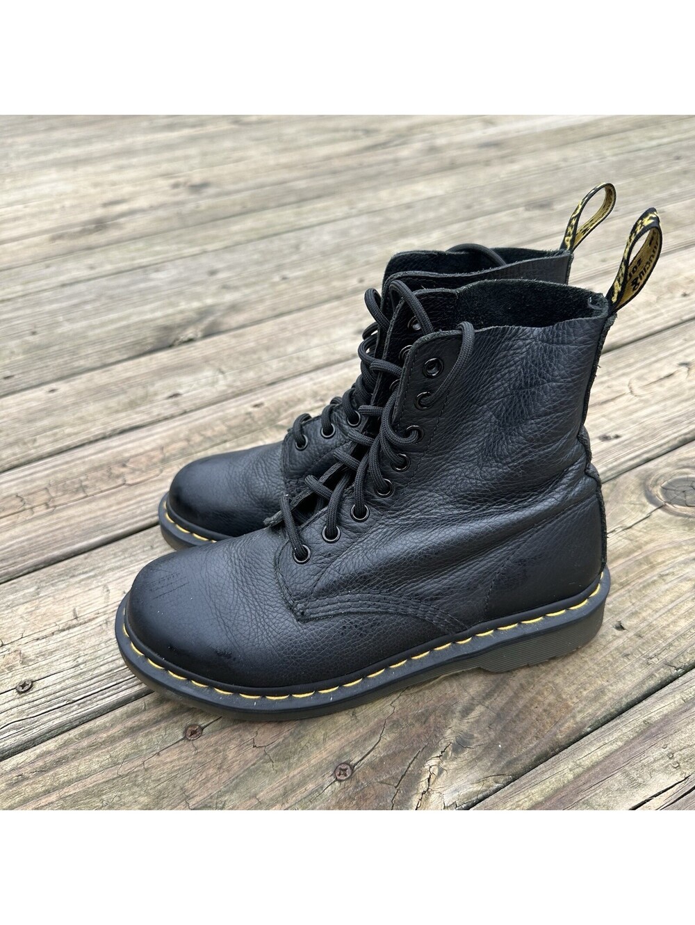 Dr. Martens Pascal 1460 Black Soft Virginia Leather Boots for Women Size US 7